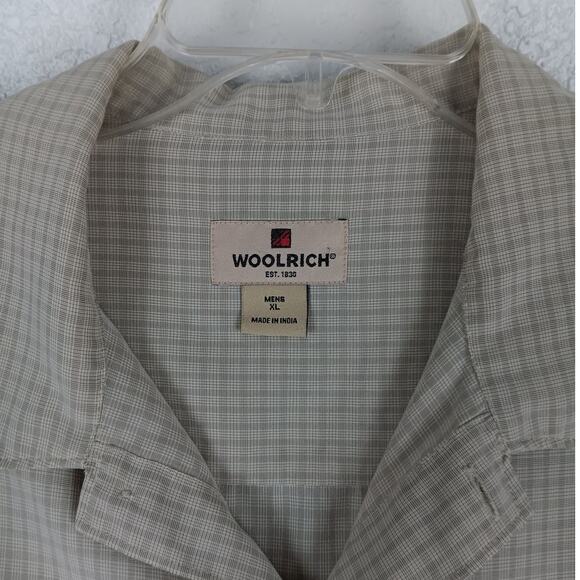 Woolrich Shirt Men's XL Beige Barley Outdoor Breathable Checkered Modal Blend - Picture 5 of 11